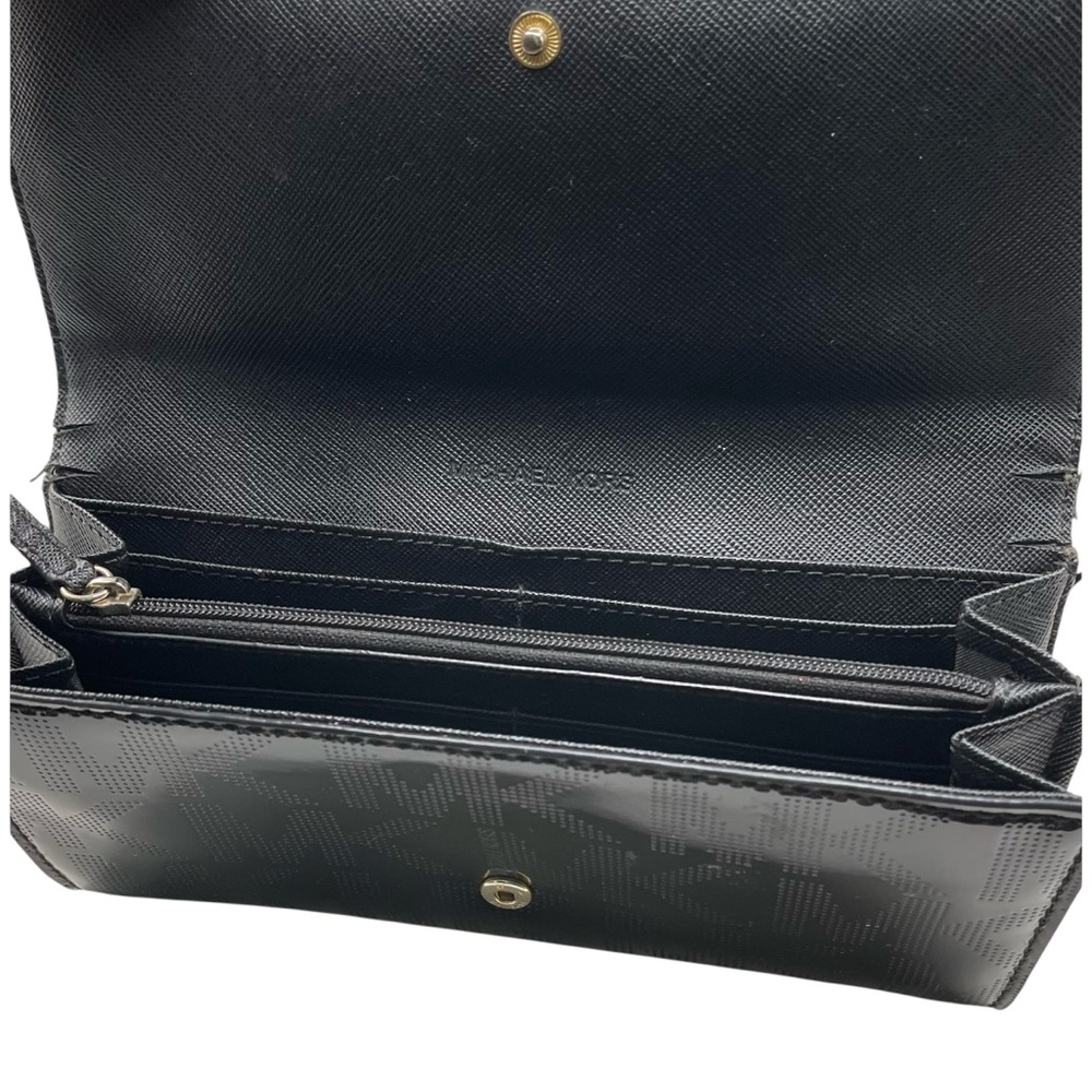 ❤️ Michael Kors Fulton Black Patent Leather Continental Wallet - Picture 4 of 8